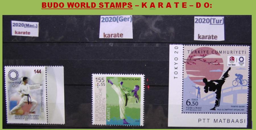For lovers of Budo history in the world: stamps about karate-do (2020, 3 issues).