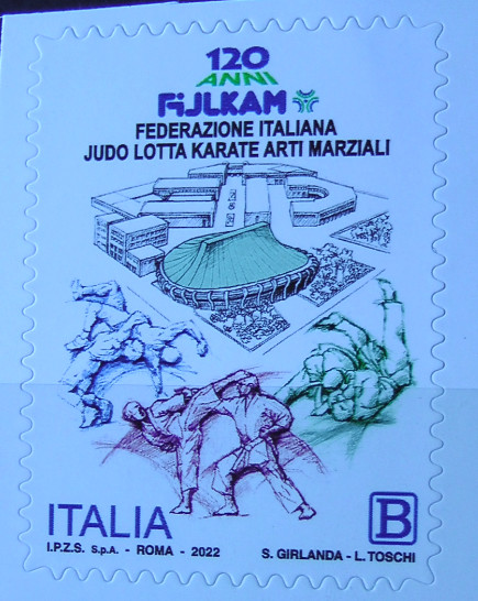 Любителям истории Будо в мире: марка о каратэ-до  (2022 год, Италия) (FIJLKAM)